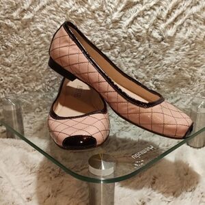 ANYI LU handmade in Italy , ballerina shoes. Pink & dark chocolate brown leather